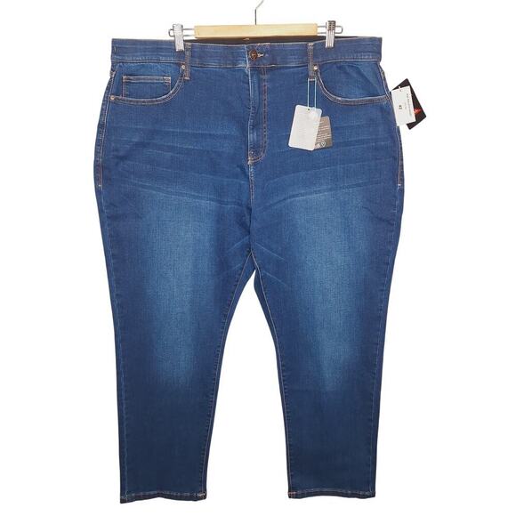 Lularoe High Rise Slim Straight Jean 42 (22-23W) Magic Waist Medium Wash Stretch - Picture 1 of 9